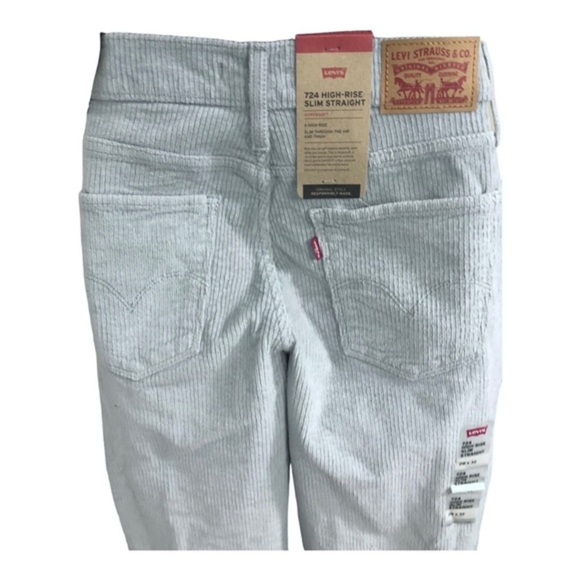 Levi’s light blue 724 CORDUROY HIGH RISE STRAIGHT PANTS size 28x32 new - Picture 10 of 15